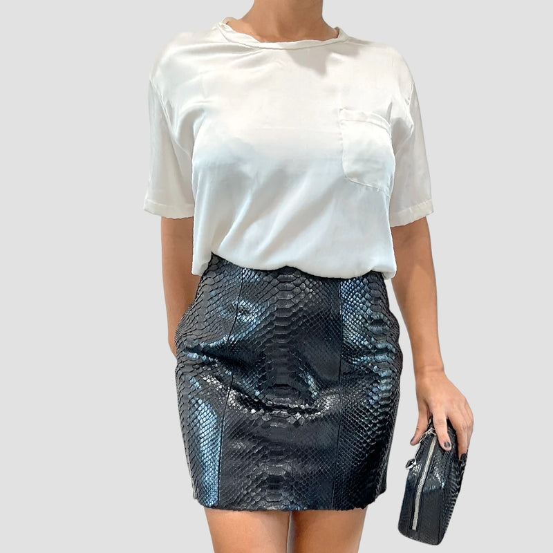 Python leather skirt