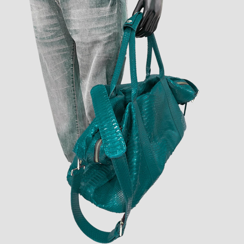 Python leather duffel bag
