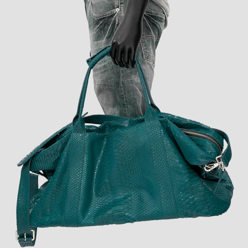 Python leather duffel bag