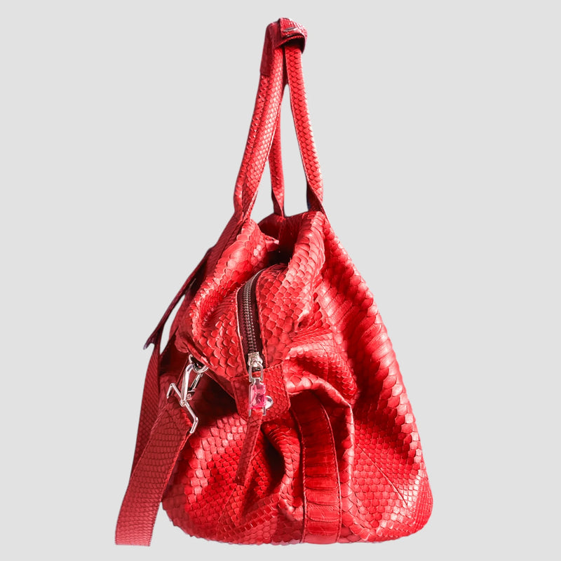 Python leather duffel bag