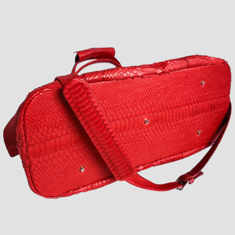 Python leather duffel bag