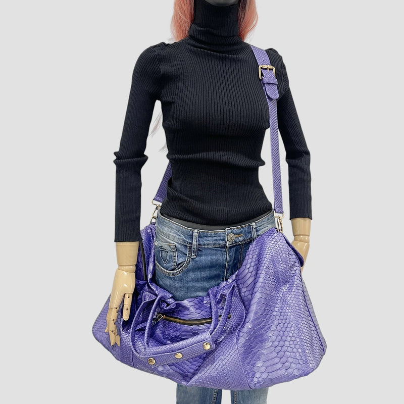 Python leather duffel bag