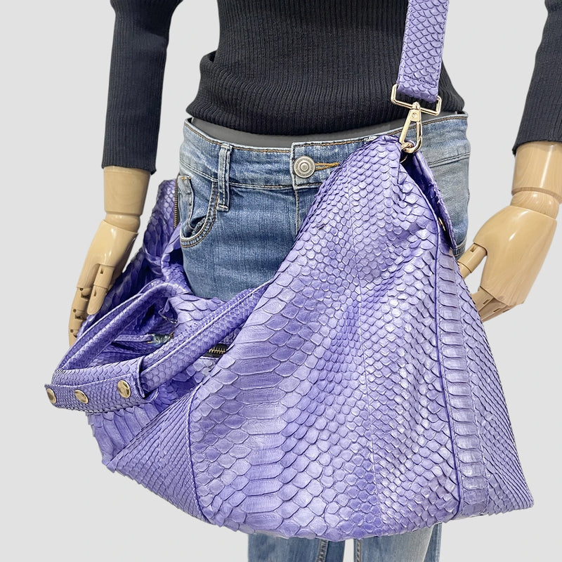 Python leather duffel bag