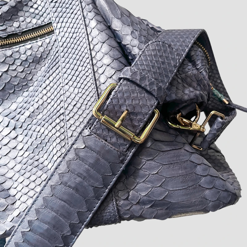 Python leather duffel bag