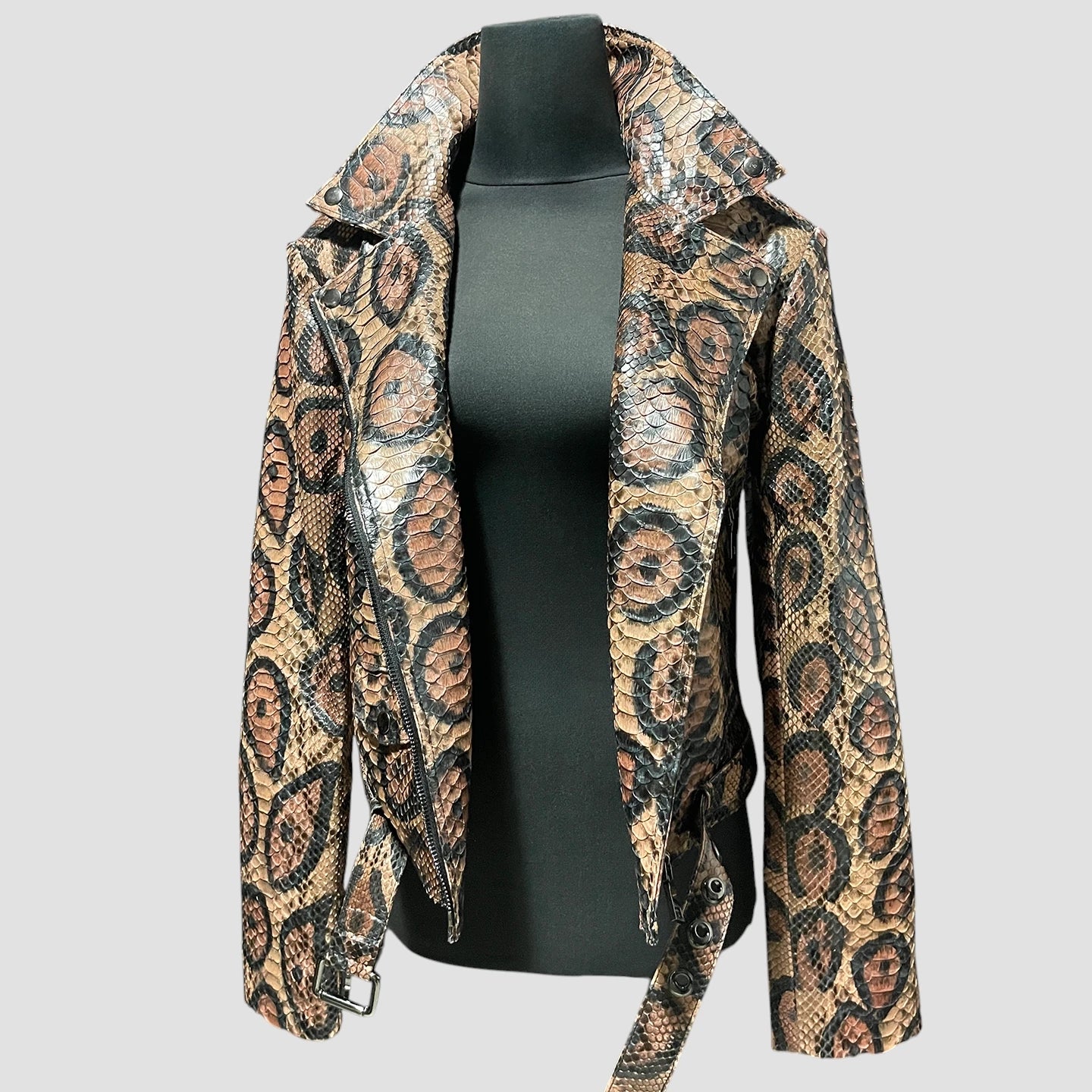 Python leather biker jacket