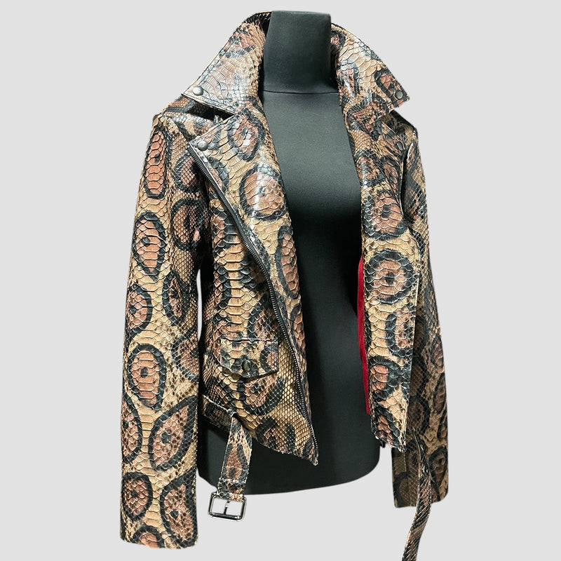 Python leather biker jacket
