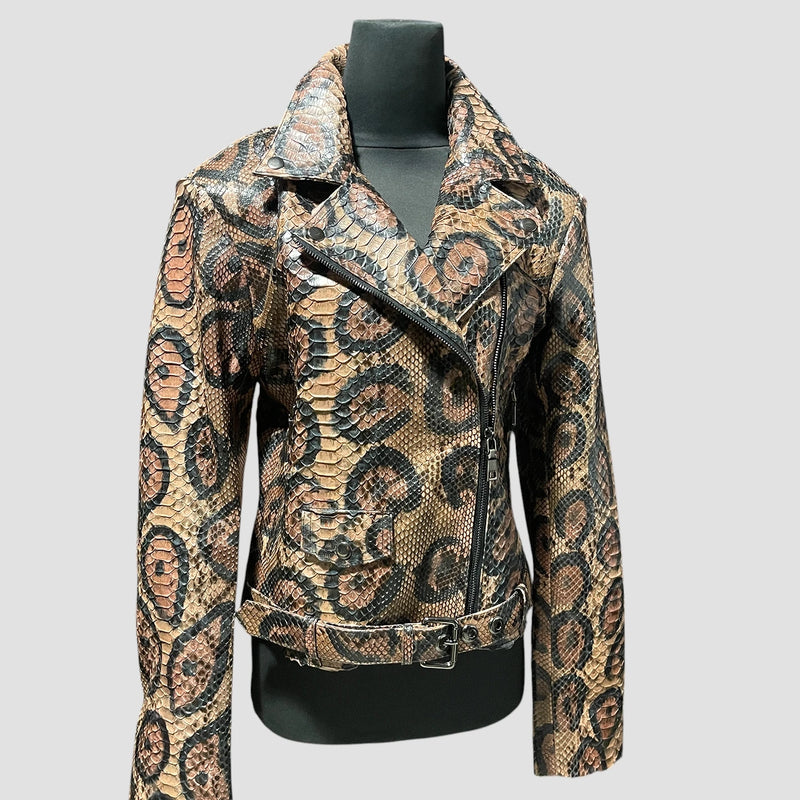 Python leather biker jacket