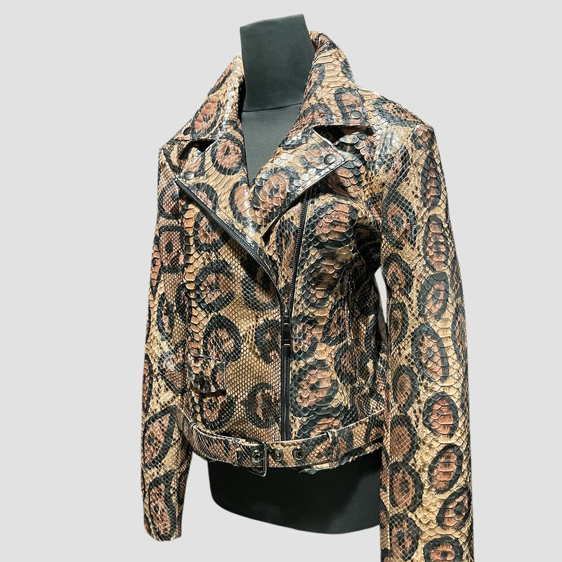 Python leather biker jacket