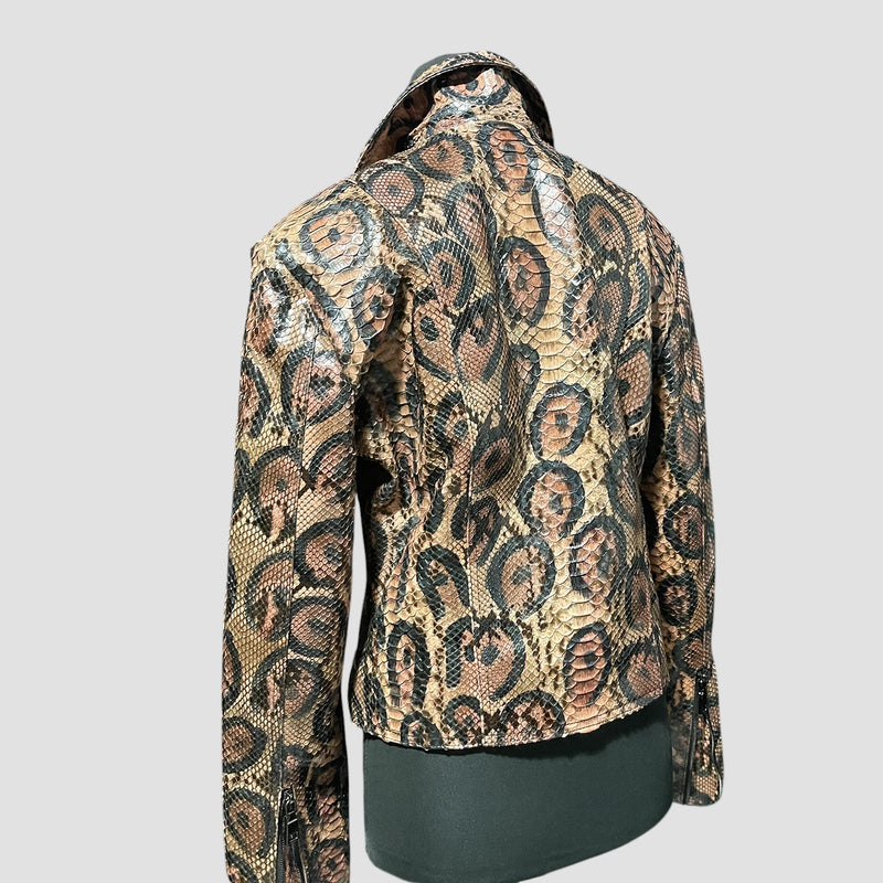 Python leather biker jacket