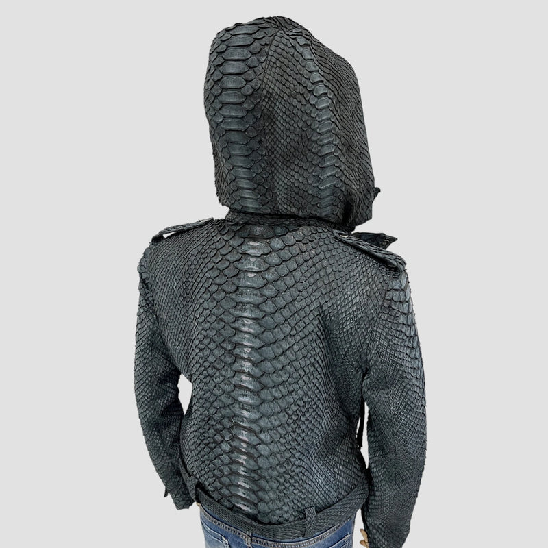 King python leather biker jacket antique