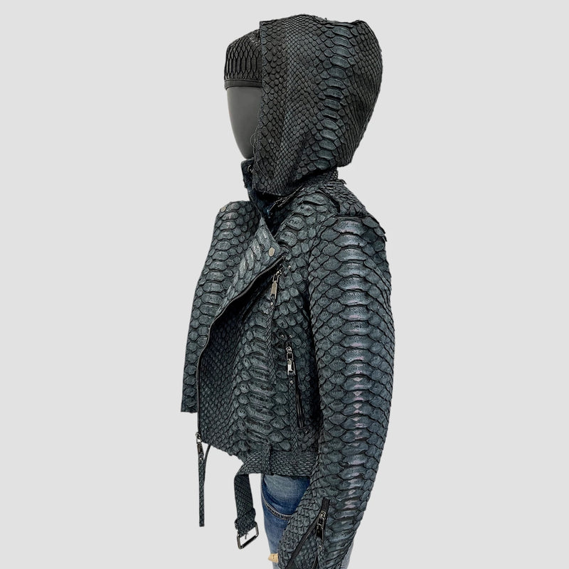 King python leather biker jacket antique