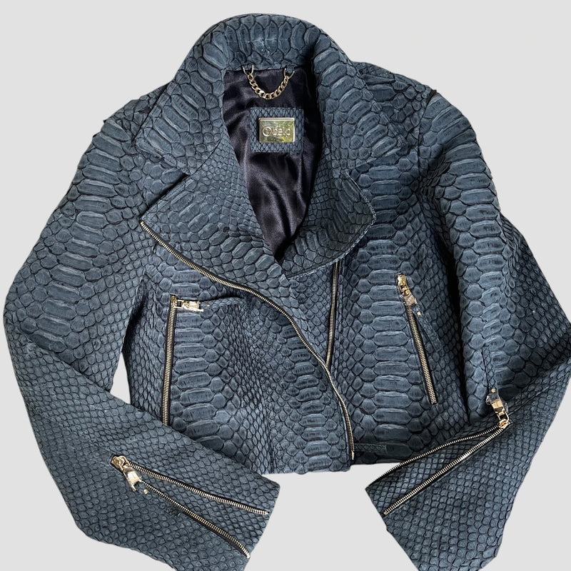 King python leather biker jacket antique