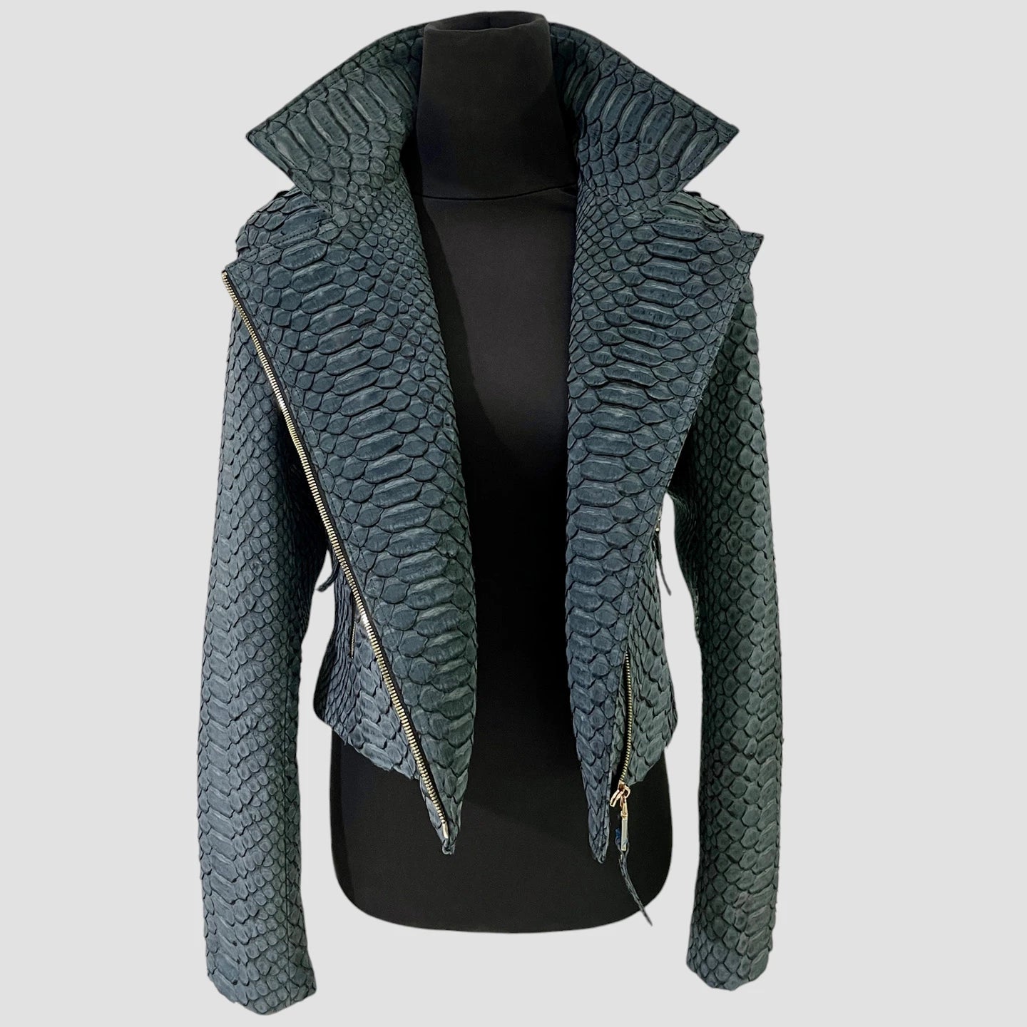 King python leather biker jacket antique