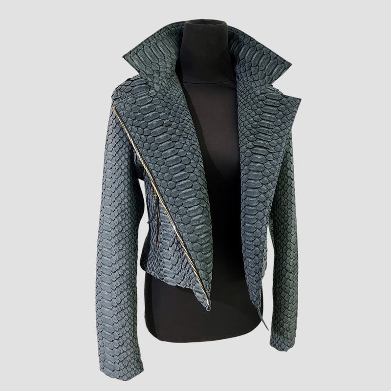 King python leather biker jacket antique