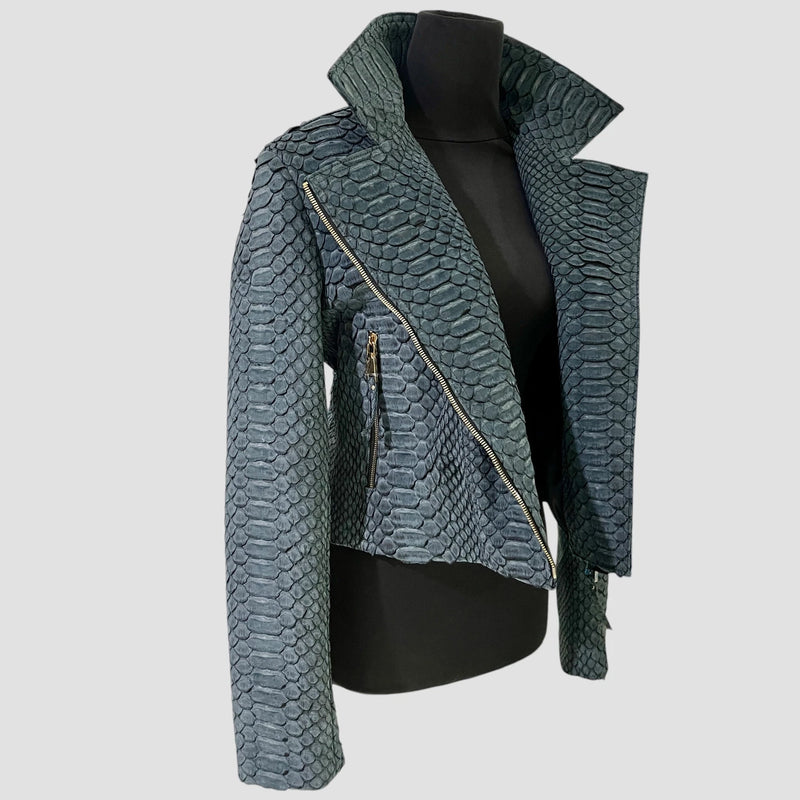 King python leather biker jacket antique