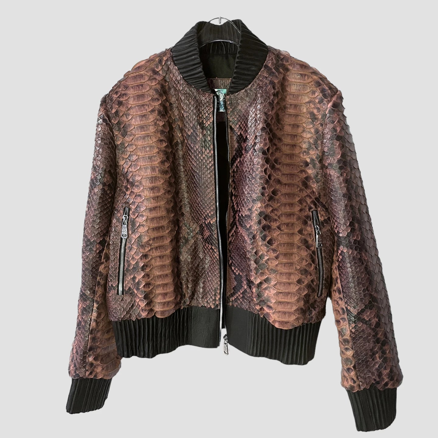 King python leather bomber jacket