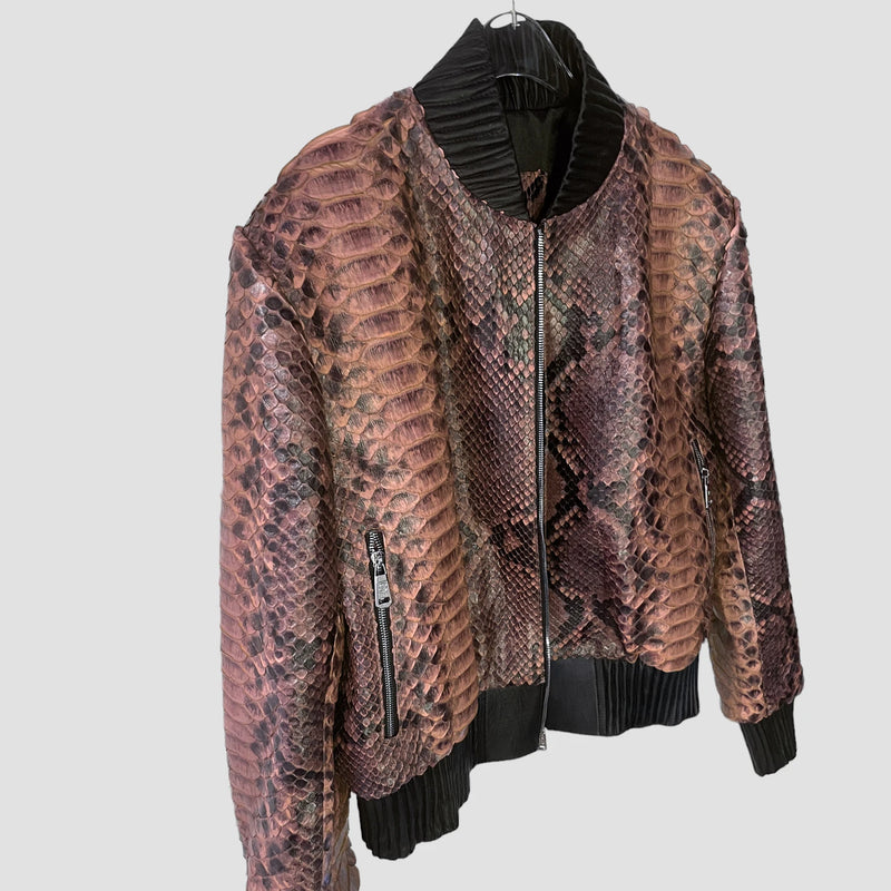 King python leather bomber jacket