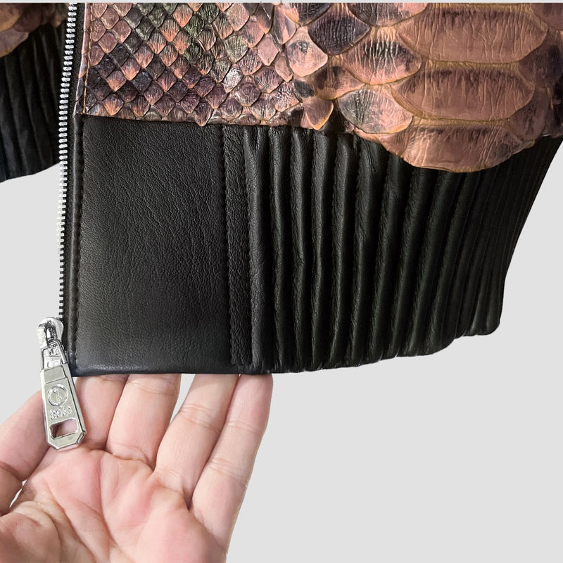 King python leather bomber jacket