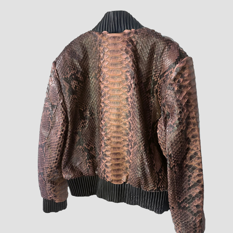 King python leather bomber jacket