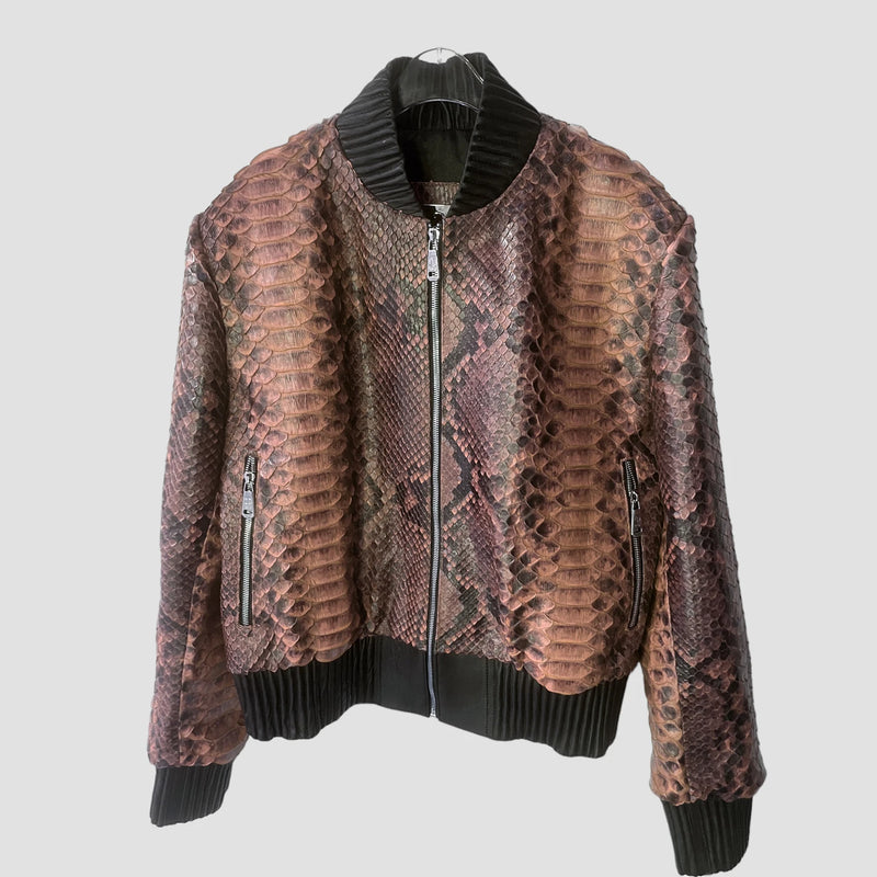 King python leather bomber jacket