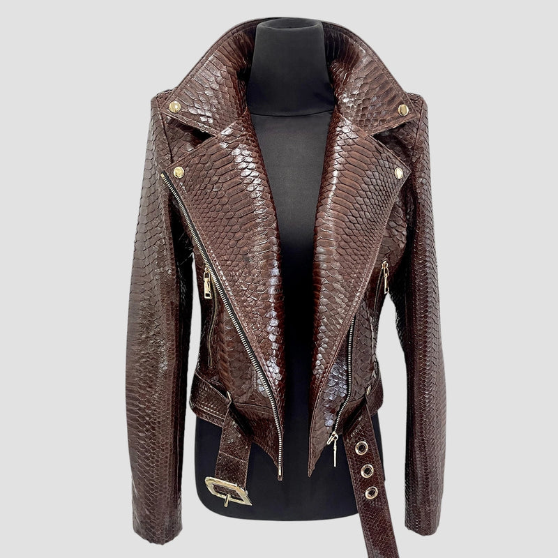 Python leather biker jacket