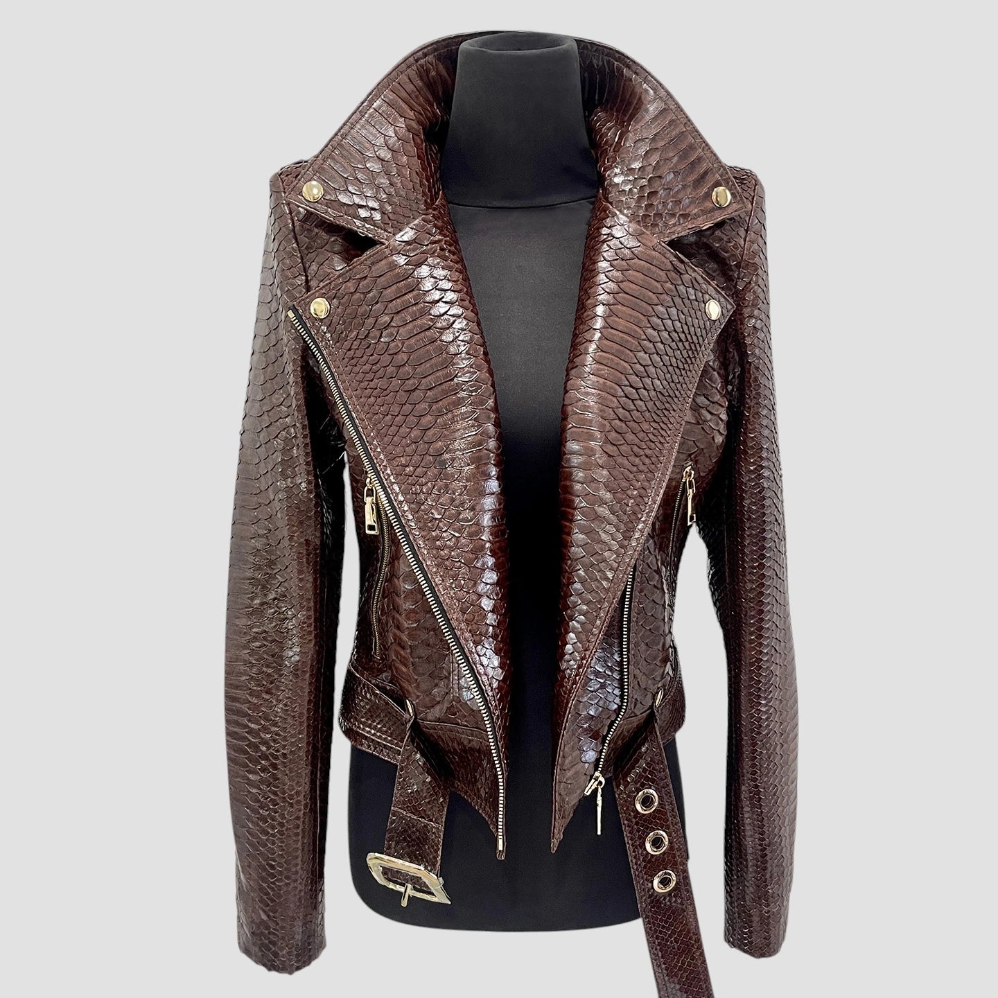 Python leather biker jacket
