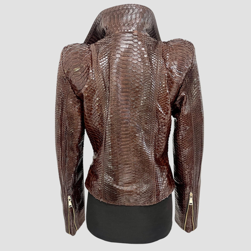 Python leather biker jacket