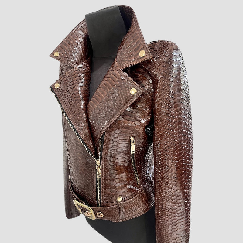 Python leather biker jacket