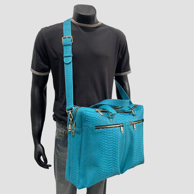 Python leather briefcase