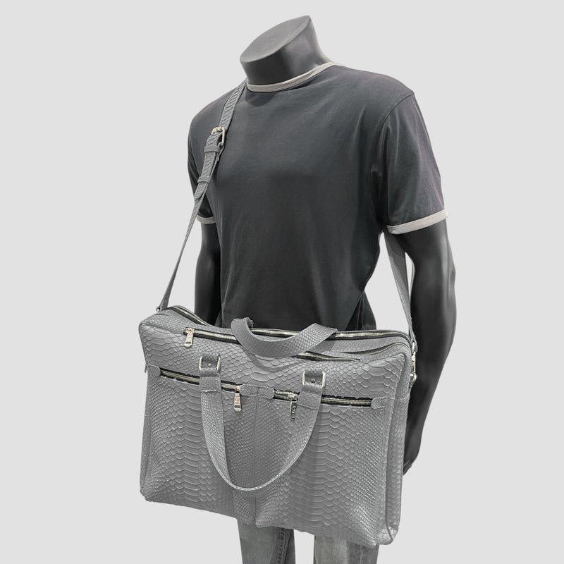 Python leather briefcase