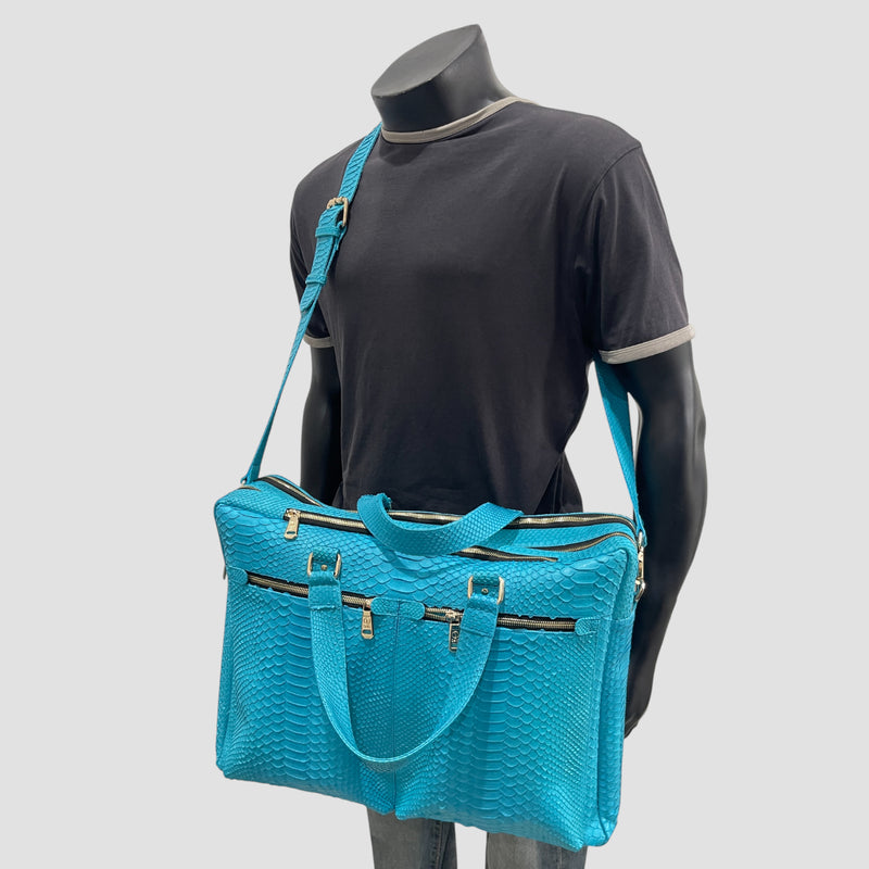 Python leather briefcase