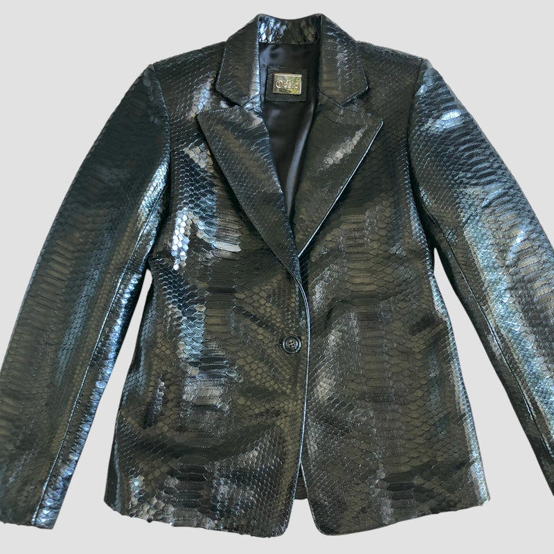 Python leather blazer jacket
