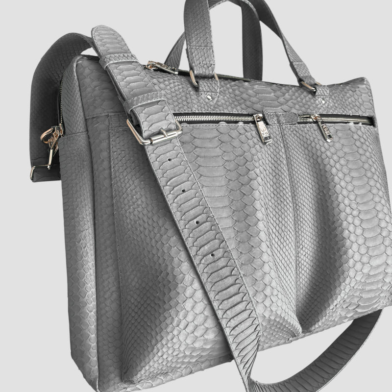 Python leather briefcase