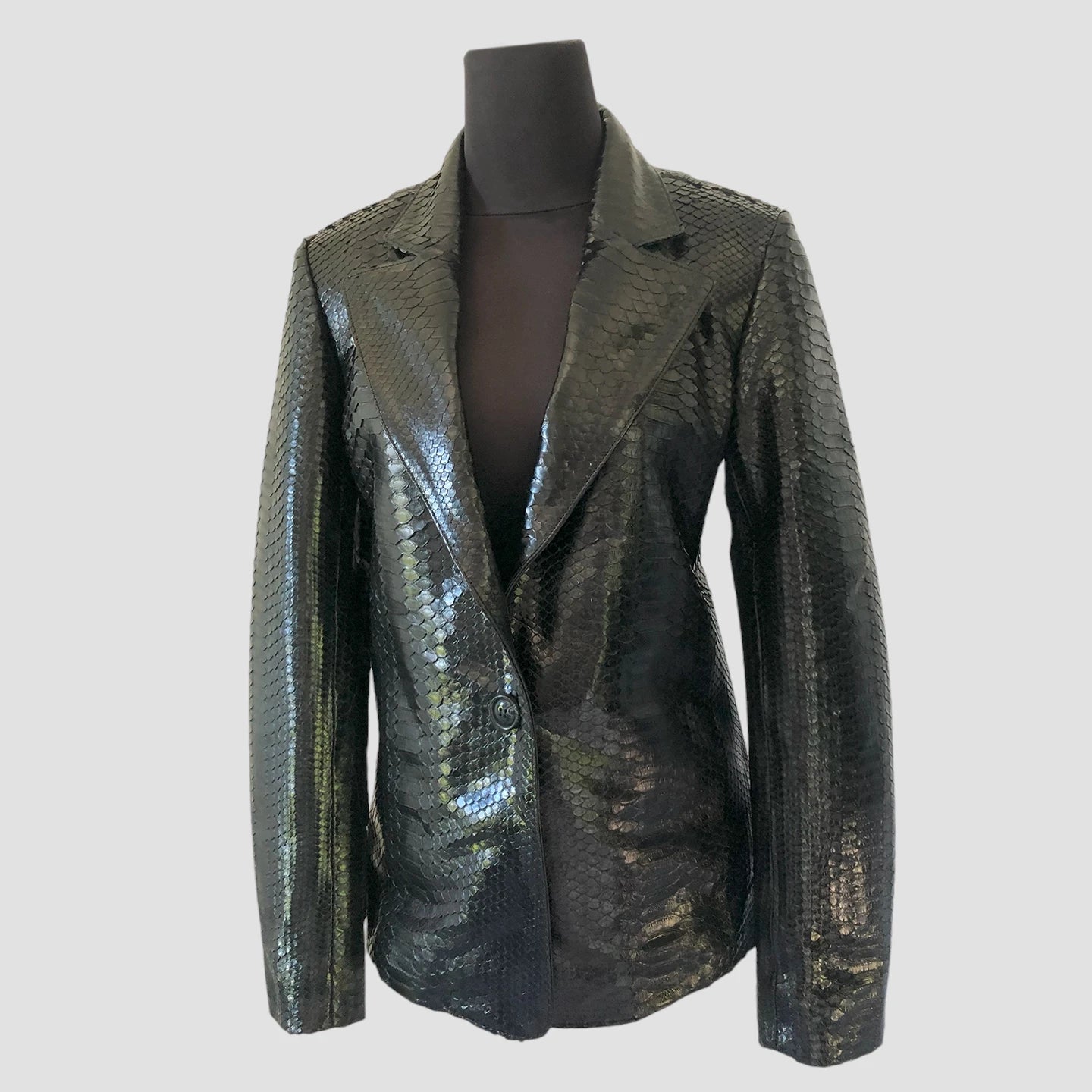 Python leather blazer jacket
