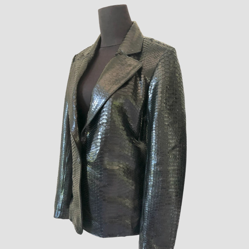 Python leather blazer jacket