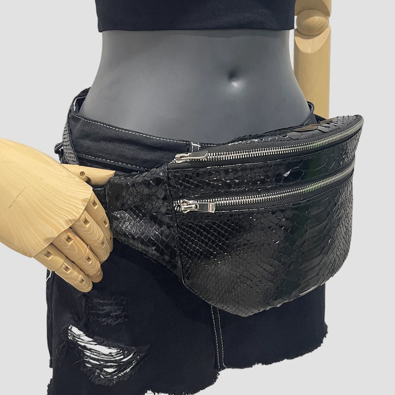 Python leather belt bag