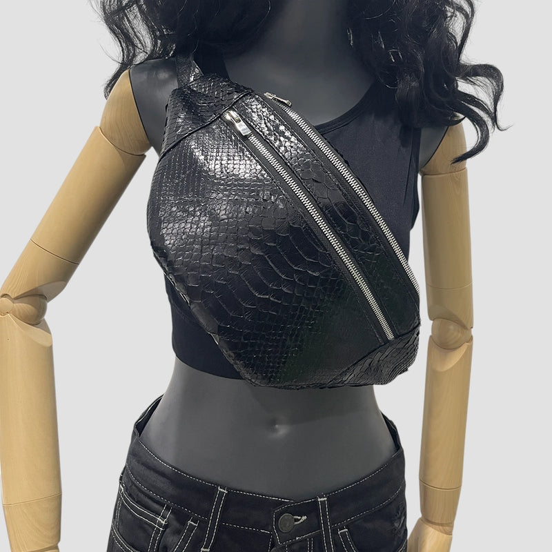Python leather belt bag