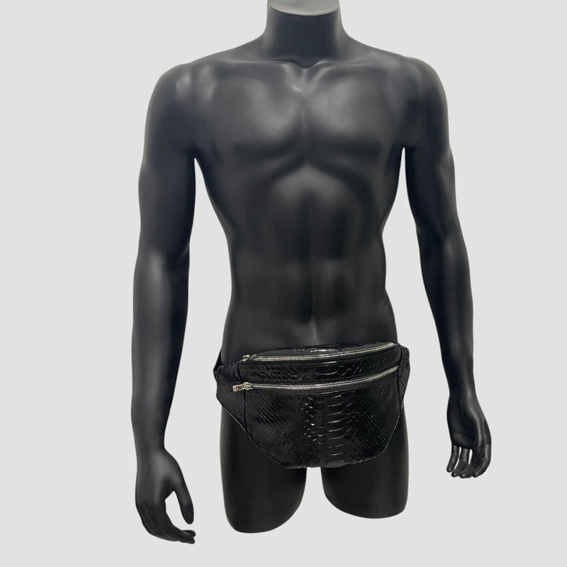 Python leather belt bag
