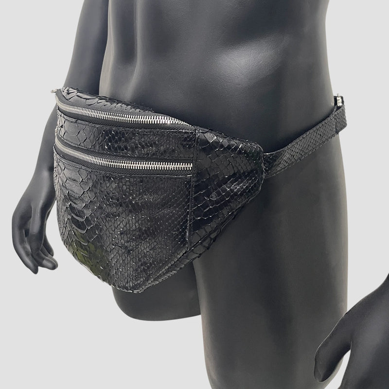 Python leather belt bag