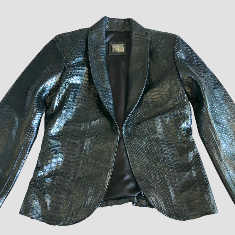 Python leather blazer jacket