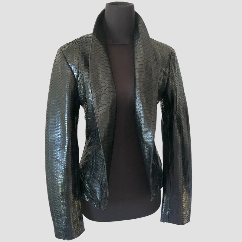 Python leather blazer jacket