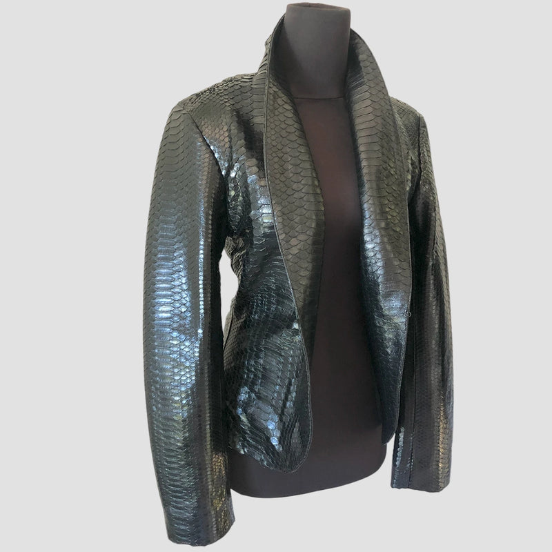 Python leather blazer jacket