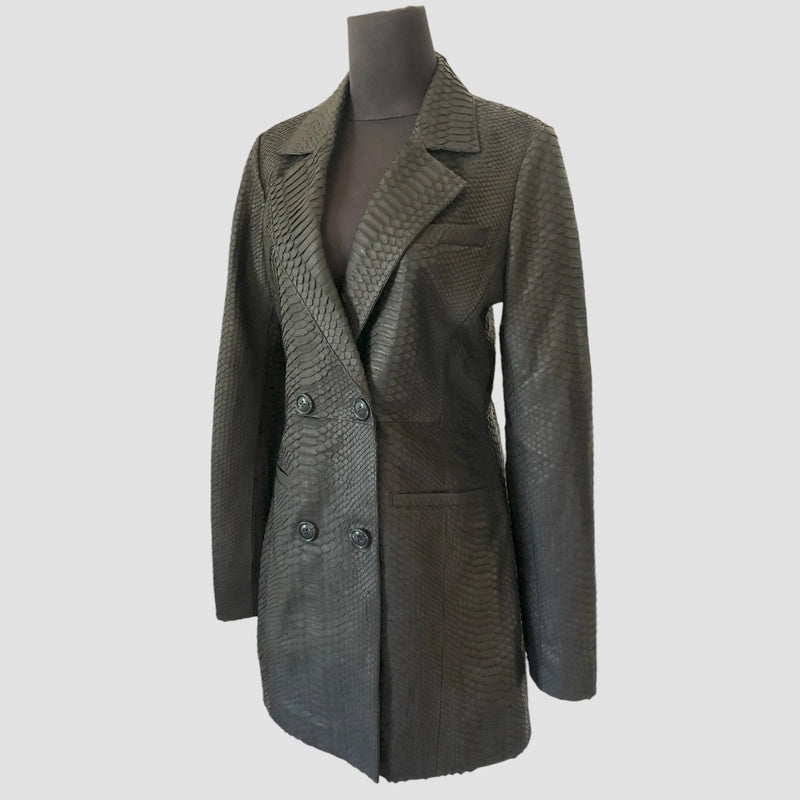 Python leather blazer jacket