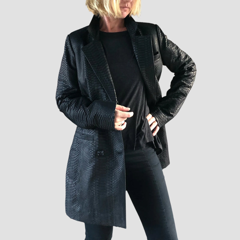 Python leather blazer jacket