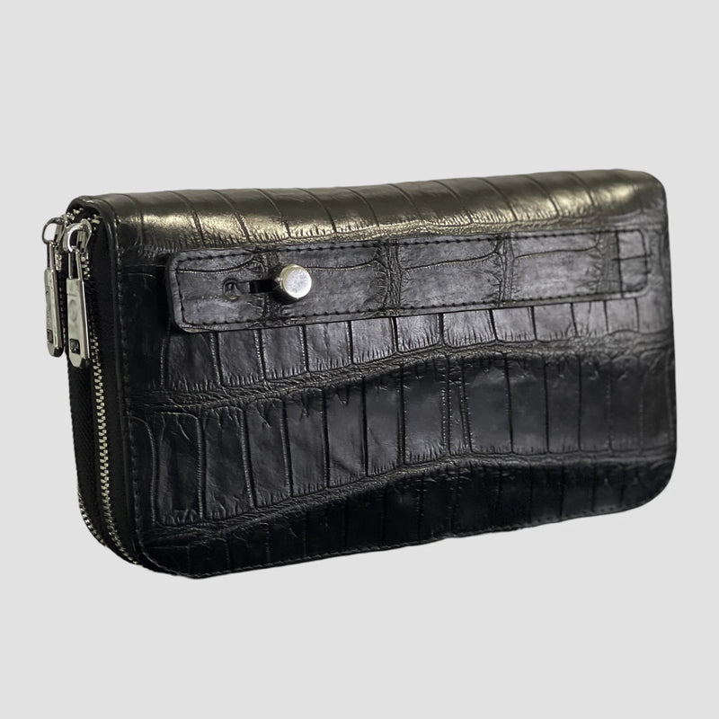 Crocodile leather travel wallet