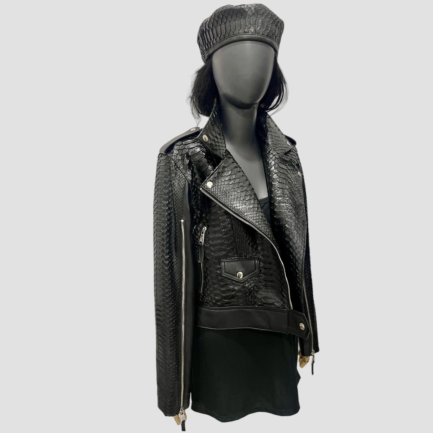 Python leather biker jacket