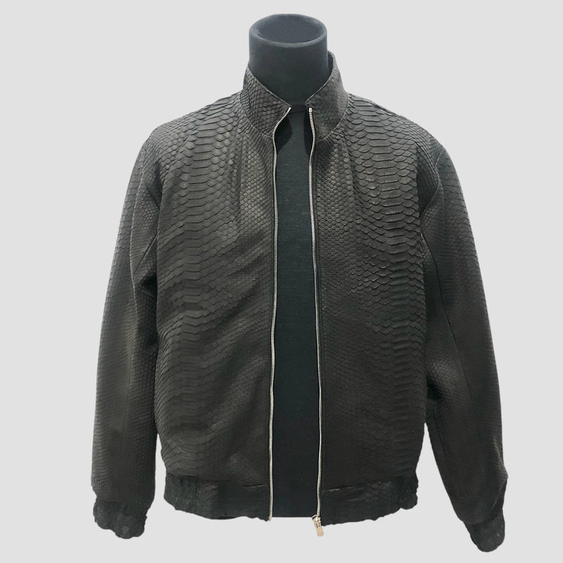 Python leather bomber jacket