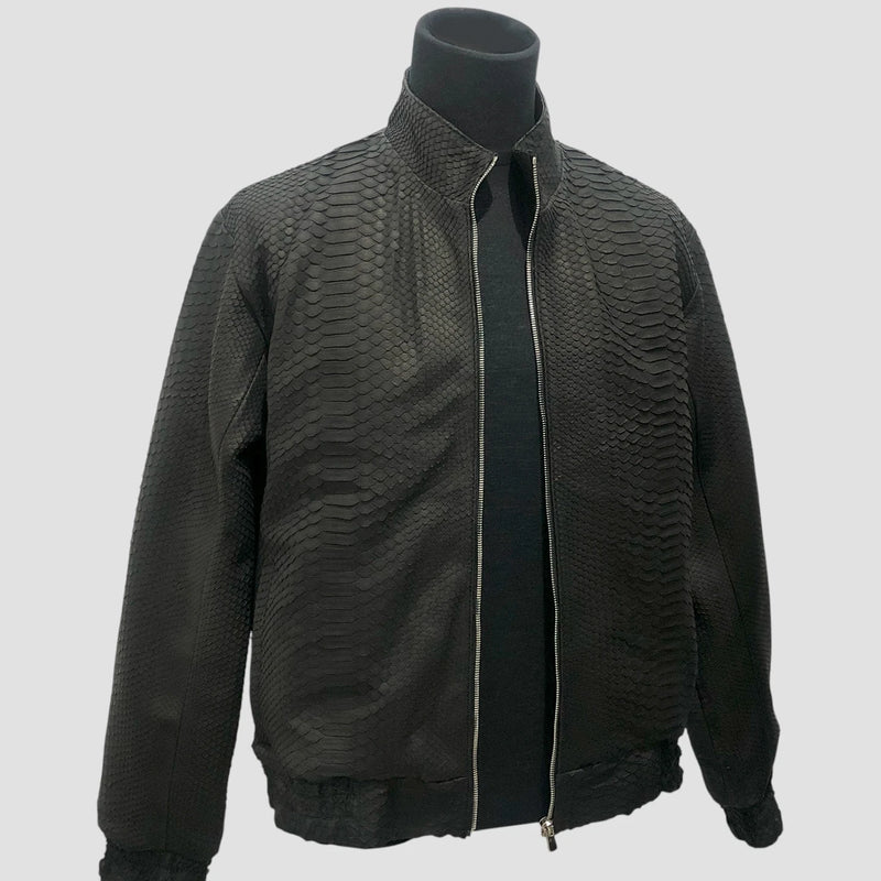 Python leather bomber jacket
