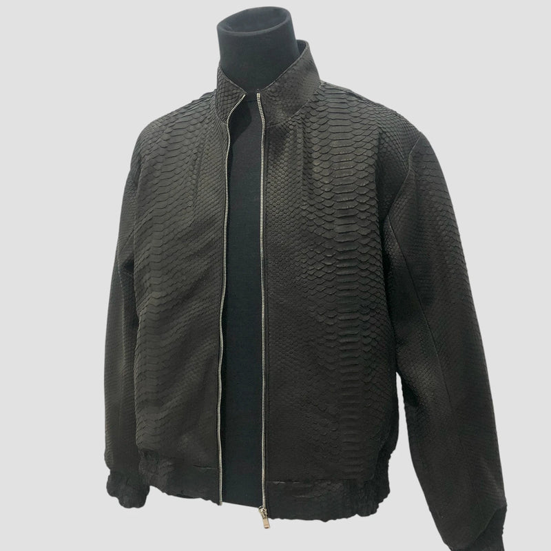 Python leather bomber jacket