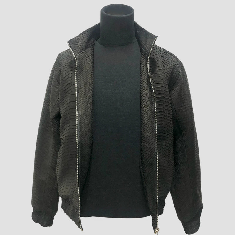 Python leather bomber jacket
